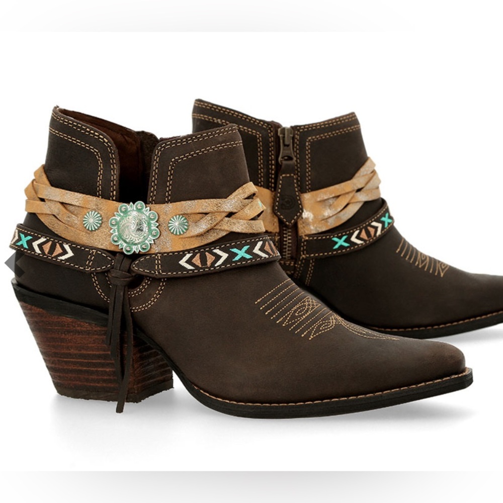 Brown Western Ankle Boots